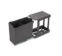 Emuca Poubelles de recyclage pour la cuisine, 2 x 14L, fixation inférieure et extraction automatique, Acier et Plastique, Gris
