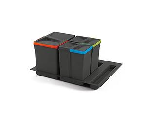 Emuca - Poubelles pour tiroir, compartiments de recyclage avec base à couper, Kit de bacs hauteur 266mm avec base 60cm