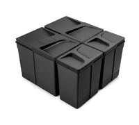 Emuca - Poubelles pour tiroir de cuisine avec couvercle anti-odeurs, Compartiments de Recyclage pour Base à Couper, H 266 mm (2x15L + 2x7L), Plastique noir