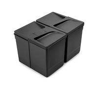 Emuca - Poubelles pour tiroir de cuisine avec couvercle anti-odeurs, Compartiments de Recyclage pour Base à Couper, H 266 mm (2x15L), Plastique noir