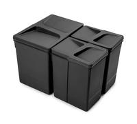Emuca - Poubelles pour tiroir de cuisine, Compartiments de Recyclage pour Base à Couper, H 266 mm (1x15L + 2x7L), Plastique noir