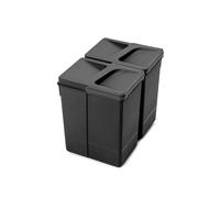 Emuca - Poubelles pour tiroir de cuisine, Compartiments de Recyclage pour Base à Couper, H 266 mm (2x7L), Plastique noir