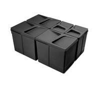 Emuca - Poubelles pour tiroir de cuisine, Compartiments de Recyclage pour Base à Couper, H 266 mm (3x15L + 2x7L), Plastique noir