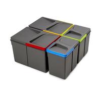 Emuca - Poubelles pour tiroir de cuisine Recycle, Hauteur 216, 2x12L + 2x6L, Plastique gris anthracite, Plastique