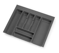 Emuca – Organisateur de couverts 536×482mm, 7 compartiments, module 60cm, plastique gris anthracite