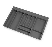 Emuca Organisateur de couverts 736 x 482 mm, 9 compartiments, module 80cm, plastique gris anthracite