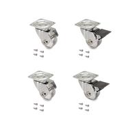 - Roulette transparente avec platine de montage Slip (Lot de 4)