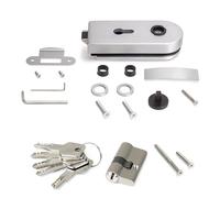 Emuca - Serrure pour porte en verre avec cadre, cylindre avec clés, pour porte en verre 8-12mm, acier et aluminium, anodisé mat