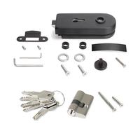 Emuca - Serrure pour porte en verre avec cadre, cylindre avec clés, pour porte en verre 8-12mm, acier et aluminium, peint en noir