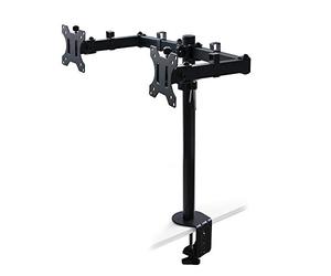 Emuca - Support écran pc 13 à 32 Pouces, Bras Double écran pour Bureau jusqu'à 8 kg pour Bras, réglable en Hauteur, Inclinaison et pivotement 360º, Max VESA 75x75mm-100x100mm, Acier Noir