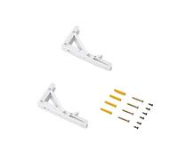 Emuca - Supports d'étagères pliables, 203mm, Jeu de 2 supports étagère pliables, charge max. 40kg, Peint en blanc, Acier