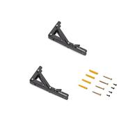 Emuca - Supports d'étagères pliables, 203mm, Jeu de 2 supports étagère pliables, charge max. 40kg, Peint en noir, Acier