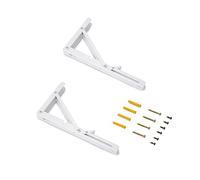 Emuca Supports d'étagères pliables 303 mm – Lot de 2, charge max. 50 kg, peint en blanc, acier