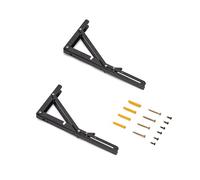 Emuca - Supports d'étagères pliables, 303mm, Jeu de 2 supports étagère pliables, charge max. 50kg, Peint en noir, Acier