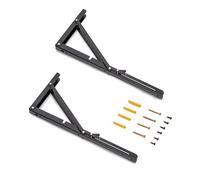 Emuca - Supports d'étagères Pliables, 403mm, Jeu de 2 Supports étagère Pliables, Charge Max. 60kg, Peint en Noir, Acier