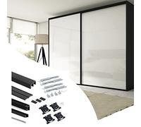 Emuca - Kit quincaillerie armoire 2 portes coulissantes Placard 74 - fermeture amortie, 16 mm, noir