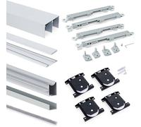 Emuca - Système coulissant Placard pour armoires, 2 portes, épaisseur 18mm, fermeture amortie, panneaux non incluses,Anodisé mat