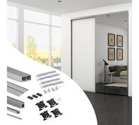 Kit pour armoire à 2 portes coulissantes à fermeture amortie Placard 74 - panneau 19 mm - anodisé mat EMUCA
