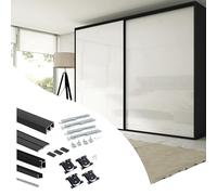 Emuca 6018414 Kit de quincaillerie pour armoire à 2 portes coulissantes avec fermeture souple Placard 74, Modèle de poignée Sha