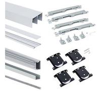 Emuca - Système coulissant pour armoires à 2 portes avec roulement inférieur avec profils et fermeture amortie Wave Anodisé mat G