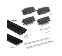 Emuca - Kit de ferrures pour Flow2 2 portes coulissantes et armoire à fermeture souple avec rails de surface de 2,35m, panneaux non inclus, Peint en noir