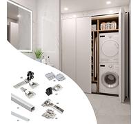 - Kit de quincaillerie pour 2 portes coulissantes pliantes et armoire à fermeture souple Twofold
