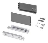 Tiroir en kit - sortie totale - côtés acier 131 mm - Protone - anthracite - profondeur 300 mm EMUCA