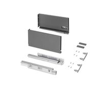 Emuca Tiroir extérieur Protone 30kg , coulisses à sortie totale et fermeture amortie, hauteur 178mm, profondeur 350mm, Acier, Gris