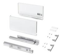 Emuca Tiroir extérieur Protone 30kg , coulisses à sortie totale et fermeture amortie, hauteur 178mm, profondeur 350mm, Acier, Peint en blanc Peint en blanc G