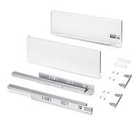 Emuca Tiroir extérieur Protone 30kg , coulisses à sortie totale et fermeture amortie, hauteur 178mm, profondeur 500mm, Acier, Peint en blanc Peint en blanc G