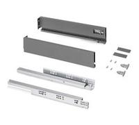 Emuca - Kit tiroir pour cuisine et bain, hauteur 93mm, profondité 450mm, 30 Kg, fermeture amortie, panneaux non incluses, Acier, Gris anthracite