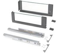 Emuca - Tiroir extérieur Vertex 40 kg hauteur 178 mm avec côtés en verre, 500 mm, Gris anthracite, Acier et Aluminium et Verre, 1 kit