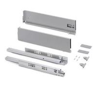 Emuca - Kit tiroir pour cuisine et bain à régulation 3D, hauteur 131mm, profondité 350mm, 40 Kg, fermeture amortie, panneaux non incluses, Acier, gris