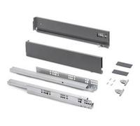 Emuca Tiroir extérieur Vertex avec réglages 3D hauteur 93mm, 40kg, profondeur 450mm, Acier, Gris anthracite Gris anthracite G