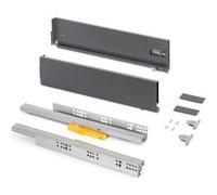 Emuca Tiroir extérieur Vertex Push Synchro - 3D - H131mm - 40 kg - P500mm - acier gris antracite