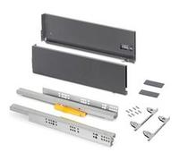 Emuca Tiroir extérieur Vertex Push Synchro avec réglages 3D, hauteur 178mm, 40kg, profondeur 400mm, Acier, Gris antracite Gris anthracite G