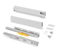 Emuca Tiroir extérieur Vertex Push Synchro – régl. 3D – H93mm – 40kg – P500mm – Acier blanc G