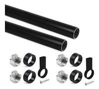 Tube penderie rond 28 mm - alu - avec supports - par 2 - noir - 1150mm EMUCA