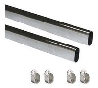 Emuca Tube de penderie ovale 30 x 15 mm acier 750 mm avec supports par 2