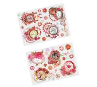 EMUKOEP 2 Pièces D'autocollants de Bricolage Manuels, Horloge, Numéro de Fleur, Bonne responsabilité, Autocollant de Journal Unique pour les Planificateurs, Journal, Enveloppe, Album (Rouge)