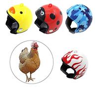 EMUKOEP 4pcs Casques de Poulet Amusants Drôles, Caps de sécurité pour Poulets Couleurs Mélangées Duck Duck Blanc White et Camouflage de L'océan (Vert Bleu Blanc)