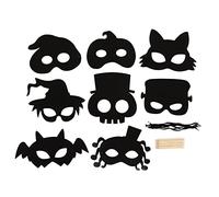 EMUKOEP 8 PCS Halloween Scratch Paper Art Masques Scratch Mask Rainbow Animal Face Masks Toys Halloween Kids Crafts