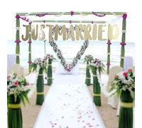 EMUKOEP Banderole élégante Just Married, pour Scène de Fête de Mariage, Décor de Table, Cadeau de Réception Nuptiale (Je Viens de me marier, de l'or)