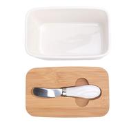 EMUKOEP Beurrier en grès, conservation hermétique de la fraîcheur, récipient à beurre élégant en céramique pour assiette à gâteau, boîte de rangement, plateau à dessert