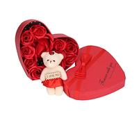 EMUKOEP Boîte à Fleurs de Savon à la Rose, Pétales Fabriqués à la Main, Ensemble de Savon de Bain élégant avec Ours en Rose, Idéal pour les Anniversaires, les Anniversaires et les