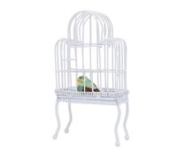 EMUKOEP Cage à oiseaux de poupée à l'échelle 1:12, design réaliste, nichoir à oiseaux avec porte en métal, cage à oiseaux miniature avec autocollant d'herbe artificielle pour maison de poupée