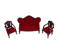 EMUKOEP Canapé en Flanelle en Bois Rouge, Meubles de Salon Miniatures de Forme Réaliste avec Une Finition Exquise, pour Accessoires de Simulation de Maison de Poupée 1:12