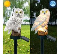 EMUKOEP Chouette Solaire Jardin Léger Paysage Pelouse Lampe Hibou en Forme D'ornements de Jardin Extérieur Lampe Créative à énergie Solaire (Blanc)