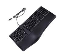 EMUKOEP Clavier divisé Ergonomique Filaire avec Repose-poignet | Connectivité USB pour un Plug and Play Stable, Touches à Faible Bruit Adaptées au Bureau et à la Bibliothèque, Matériau