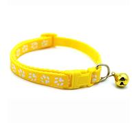 EMUKOEP Collier pour Animaux de Compagnie à Motif D'empreinte de Pied Mignon avec Cloche, Taille Réglable, Collier Léger pour Chien et Chat, Largeur de 0,4 Pouces (Jaune)